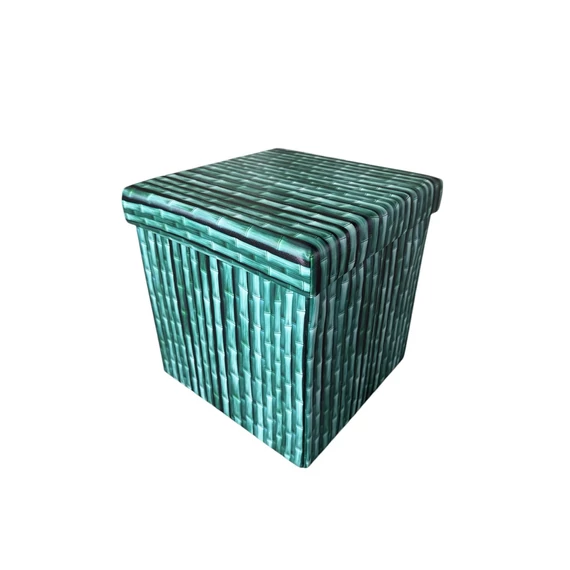 Zöld Bambusz mintás tároló összecsukható puff 40cmx40cm 1