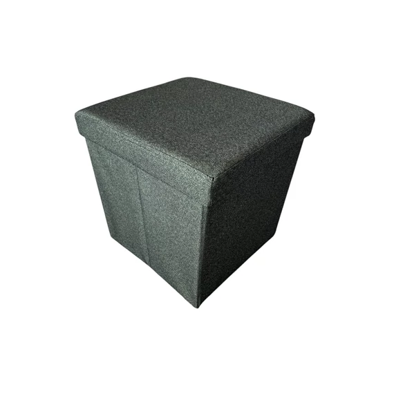 Zöld vászon anyag borítású tároló összecsukható puff 40cmx40cm 1