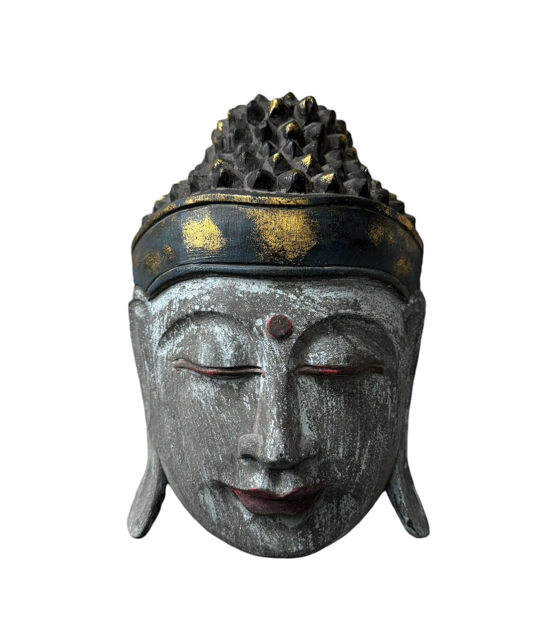 Antikolt Kékes-Szürke Buddha fej fali dekoráció 30cm