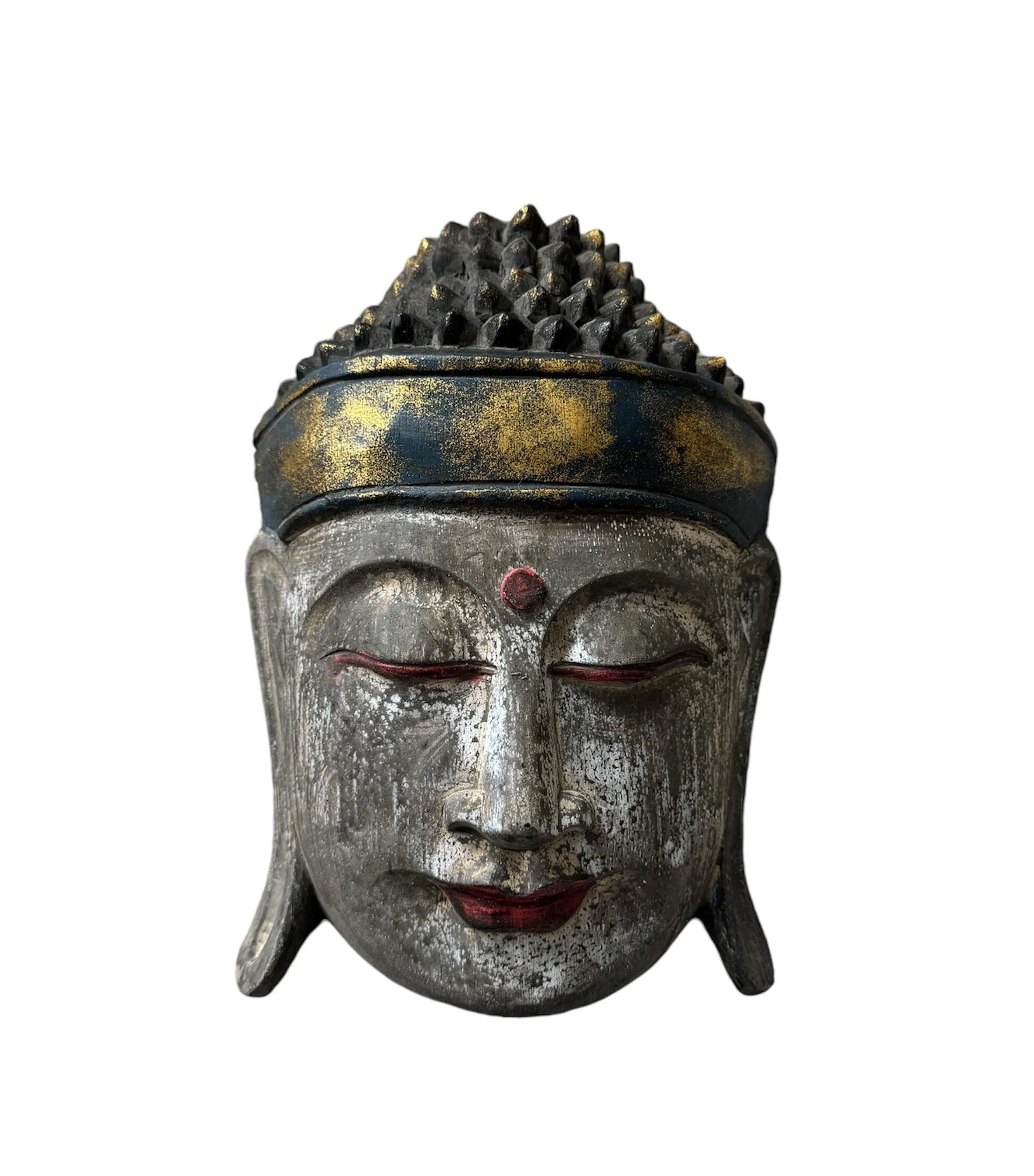 Antikolt Szürke Buddha fej fali dekoráció 30cm