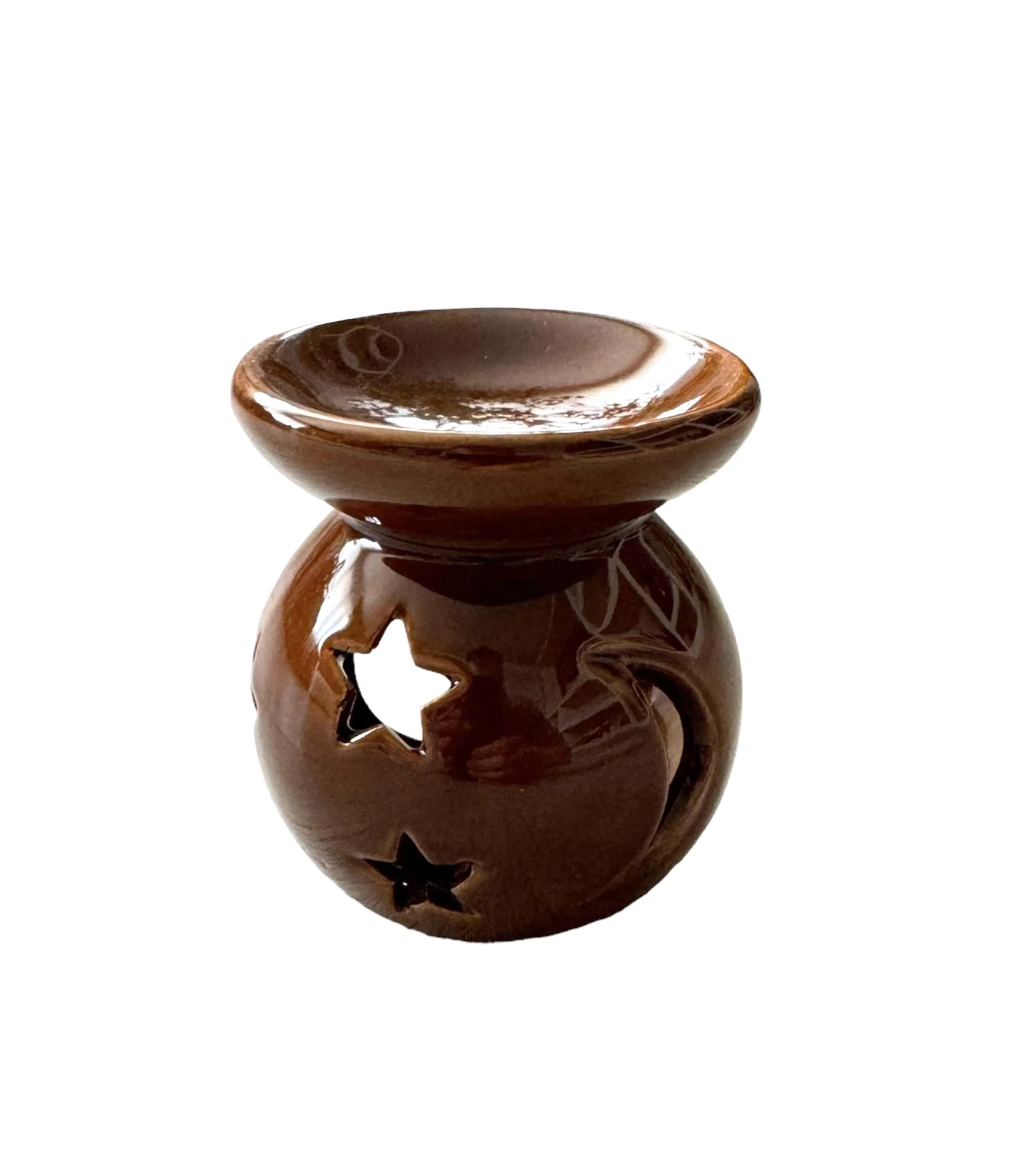 Barna Aromalámpa 10cm csillag és hold mintával